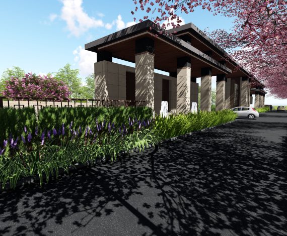 Recreation pavilion and gardens at Riverwood Estate