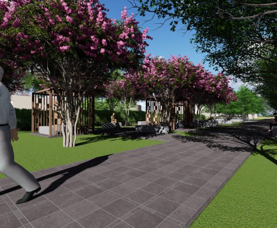 Central landscaped garden and walking path at Riverwood Estate, Kharkhoda